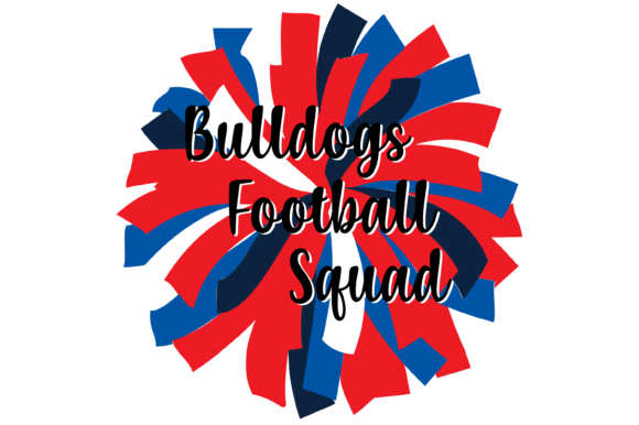 Blue and Red Bulldogs Football Pom Graphics & Crafts