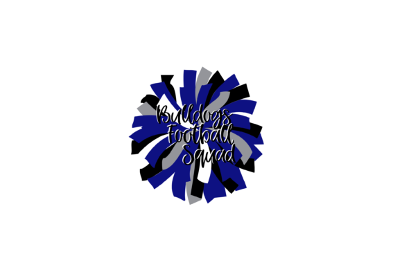 Blue, Black & Gray Bulldogs Football Pom Graphics