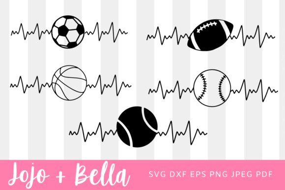 Sports Heartbeat SVG Bundle, Football: Graphics for Local Crafts Brands